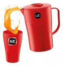 Jarra De Suco 1,8L + 4 Copos 300ML Plástico Resistente Vermalha UZ