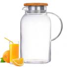 Jarra De Suco Água Em Vidro Resistente Com Tampa Bambu 1,8 L