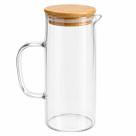 Jarra de Vidro 1L Borossilicato com Tampa de Bambu para Suco Água e Bebidas Jarra de Vidro 1L Borossilicato com Tampa de Bambu para Suco Água e Bebidas