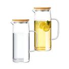 Jarra De Vidro Borossilicato Com Tampa de Bambu Agua Suco 1l