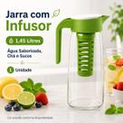 Jarra De Vidro Com Infusor 1,45L Para Água Saborizada Chá Gelado E Suco