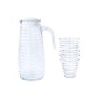 Jarra de vidro com tampa de 1 litro e jogo de 6 copos 250ml colméia lyor