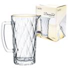Jarra De Vidro Diamond Borda Ouro Com Alça Água Suco 1 Litro