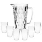 Jarra De Vidro Diamond Com 6 Copos Verão Água Suco 1200ml
