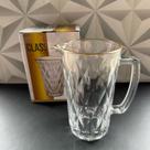 Jarra de vidro diamond transparente com fio de ouro dourado para suco água mesa posta grande 1 litro dourada Lyor