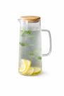 Jarra de Vidro Elegante 1 Litro com Tampa em Bambu e Corpo para Mesa e Cozinha Jarra de Vidro Elegante 1 Litro com Tampa em Bambu e Corpo para Mesa e Cozinha