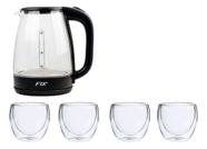 Jarra De Vidro Elétrica 1,8l + 4 Copos De Vidro Duplo 140ml