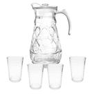 Jarra De Vidro Grossa Resistente Labelle Com 4 Copos Verão Água Suco 1800ml