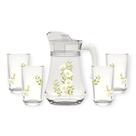 Jarra de vidro margarida 1,35l com tampa de acrílico e 4 copos 265ml hauskraft