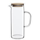 Jarra De Vidro Para Suco Água Com Tampa de Bambu 1,2L