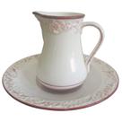 Jarra Decorativa 25,5x21x21cm + Bacia Ø 38,5x7cm Cerâmica - Saldão