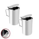 Jarra Inox 2L Com Aparador de Gelo Kit 2 Gourmet Suco Água Buffet Cozinha Mesa