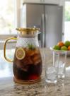 Jarra Luxo De Vidro Transparente Dia Das Mães Com Tampa E Alça Vintage Dourada 1.5l Para Tomar Refrescos