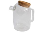Jarra suco em vidro borossilicato bico coador peneira com tampa cortiça 1200ml