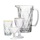 Jarra, Taça Agua e Sobremesa e Copo 19pç Diamond Fio de Ouro Lyor