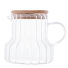 Jarra Vidro Canelado com Tampa Bambu 500 ml