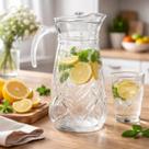 Jarra Vidro Suco Água Chá 1,8 L Tampa Plástica Transparente Restaurantes Cozinha Almoço Jantar