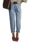 Jeans Astylish, cintura alta, folgada, namorado, calças jeans femininas