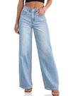 Jeans Cicy Bell femininos de cintura alta, folgados, pernas largas, azuis para bebês