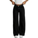 Jeans Cuyulitcik femininos plus size, pernas largas, retas, pretas