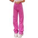 Jeans HBER vintage de cintura alta, ajuste descontraído para mulheres, rosa