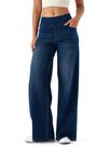 Jeans LERYG Large Wide Leg para mulheres de cintura alta azul escuro XXL
