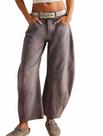 Jeans Loveimgs Womens Mid-Rise Barrel vintage, solto, largo, perna larga