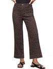 Jeans luvamia Wide Leg Stretch com estampa de chita para mulheres, marrons