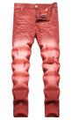 Jeans masculinos HENGAO, elásticos, justos, finos, rasgados, vermelhos 40