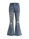 Jeans Milumia Girl's Ripped Flare Bell com cintura alta 9Y