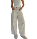 Jeans Mxiqqpltky Polka Dot Low Rise Baggy Y2k para mulheres
