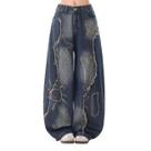 Jeans OTEEGX Baggy para mulheres e meninas Star Beboidered Blue