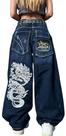 Jeans Qualitup unissex Y2K Hip Hop Street com estampa de esqueleto Jeans Qualitup unissex Y2K Hip Hop Street com estampa de esqueleto
