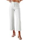 Jeans Sidefeel Zimbaplatinum, perna larga, cintura alta, branca, tamanho 6