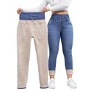 Jeans térmicos de inverno UIREHMK femininos forrados com lã azul