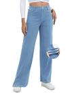 Jeans TONIRY Wide Leg para mulheres de cintura alta azul celeste