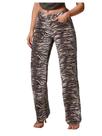 Jeans WDIRARA femininos com estampa de zebra, cintura baixa, perna reta, marrom Jeans WDIRARA femininos com estampa de zebra, cintura baixa, perna reta, marrom