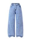 Jeans WDIRARA para meninas, folgados, elásticos, de perna larga, 10 anos, lavagem leve