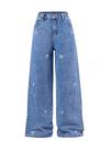 Jeans WDIRARA para meninas, folgados, elásticos, de perna larga, azul claro