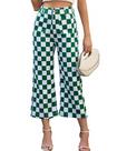 Jeans YXLUOKY Straight Leg para mulheres, xadrez, verde, xadrez