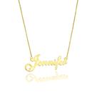 JENNIFER COLAR DE NOME FOLHEADO A OURO 18k