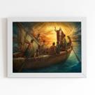 Jesus Cristo Barco Religioso Quadro Moldura Branca 60x40cm