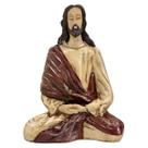 Jesus Cristo Meditando Imagem Enfeite Escultura Resina 21cm