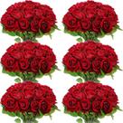 Jexine de flor de rosa artificial, falso, seda realista, 50 unidades Jexine de flor de rosa artificial, falso, seda realista, 50 unidades