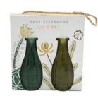 Jg. 2 Vasos de Vidro Verde 14x7cm