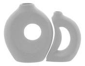 Jg 2pç Vaso Decorativo Enfeite Casa Cerâmica 26x22x22 Branco Jg 2pç Vaso Decorativo Enfeite Casa Cerâmica 26x22x22 Branco