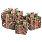 Jg 3 caixas de presentes com laco xadrez marrom e verm 28cm Jg 3 caixas de presentes com laco xadrez marrom e verm 28cm