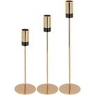 Jg 3pç castiçal decorativo porta vela metal dourado