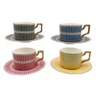 Jg.4 Xícaras de Chá c/Pires Olimpo New Bone China 200ml