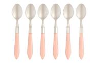 Jg 6 Colheres Mesa Aço Inox Cabo Acrílico Mother Pearl Rosa